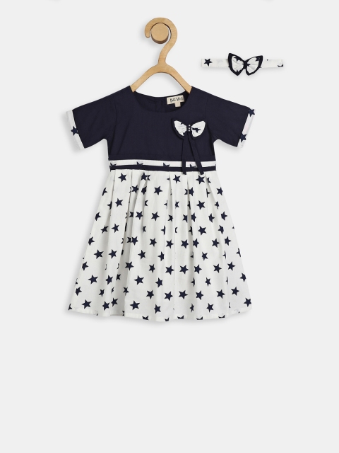 

Bella Moda Girls White Printed Fit and Flare Dress