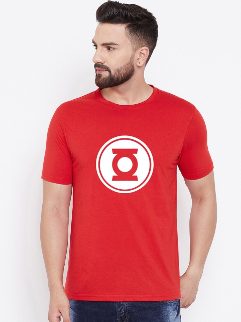

wesquare Men Red Printed Round Neck T-shirt