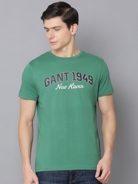

GANT Men Green & Navy Blue Brand Logo Printed Round Neck T-shirt