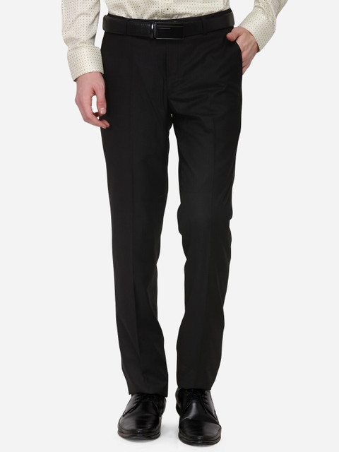 

Greenfibre Men Black Slim Fit Solid Formal Trousers