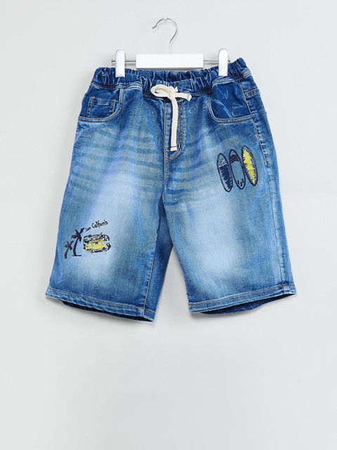 

max Boys Blue Washed Slim Fit Denim Shorts