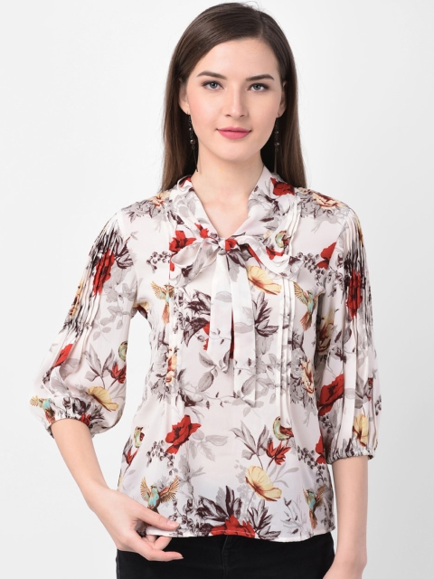 

Latin Quarters Women Off-White Printed Top