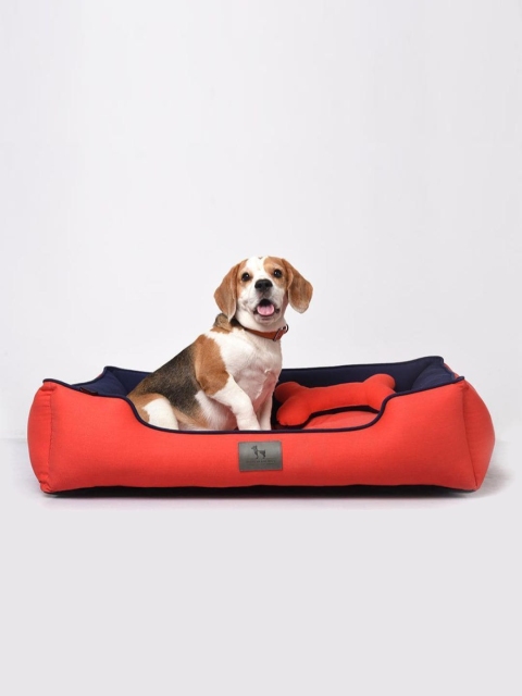 

Heads Up For Tails Red & Navy Blue Colourblocked HUFT Lounger Dog Bed