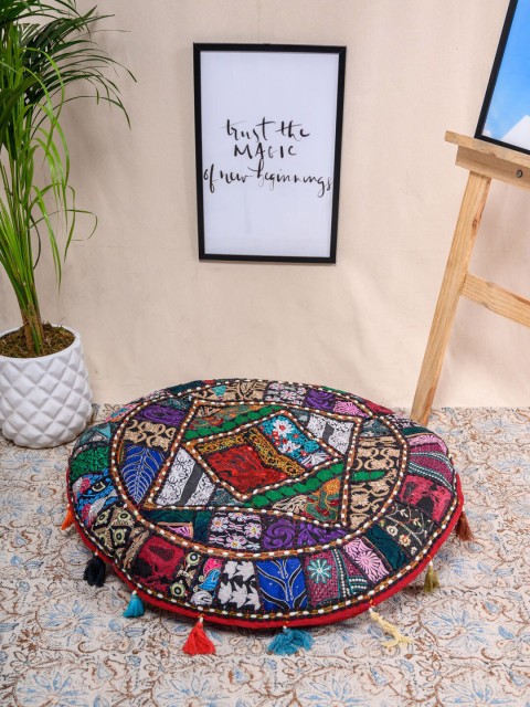 

Tistabene Multicoloured Mixed Soft Round Floor Cushion, Multi