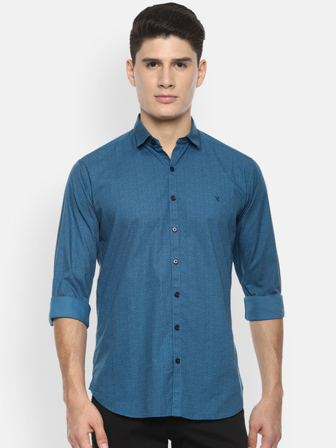

V Dot Men Blue Slim Fit Printed Casual Shirt