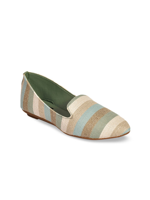 

WOMENS BERRY Women Blue & Beige Striped Ballerinas