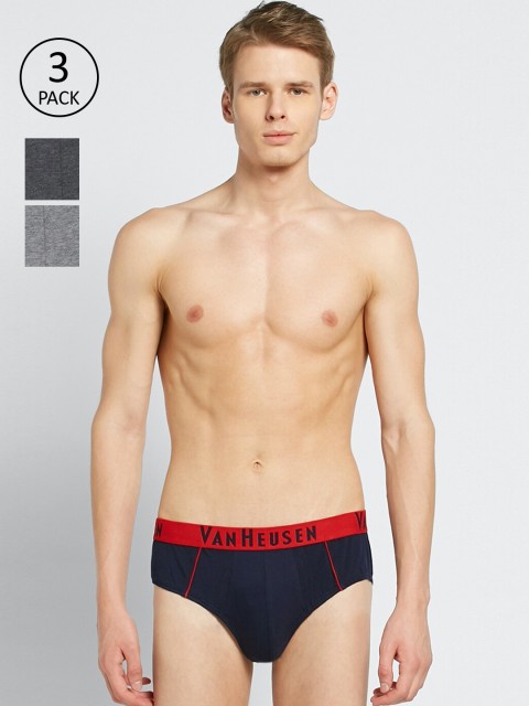 

Van Heusen Men Pack Of 3 Solid Basic Briefs IHEBR3CCC610012, Grey