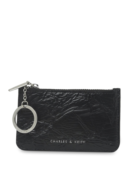 

CHARLES & KEITH Women Black Textured Zip Around Wallet