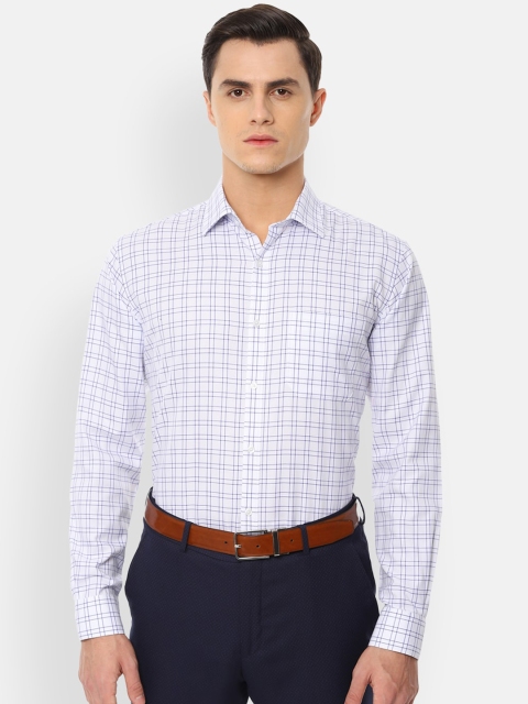 

Van Heusen Men White & Blue Regular Fit Checked Formal Shirt