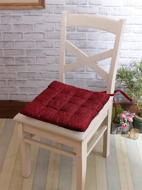 

KLOTTHE Maroon Set of 4 Solid Chair Pads