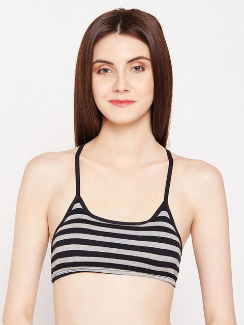 

Lebami Black & Grey Colourblocked Sports Bra 531_Stripes_Black_30A