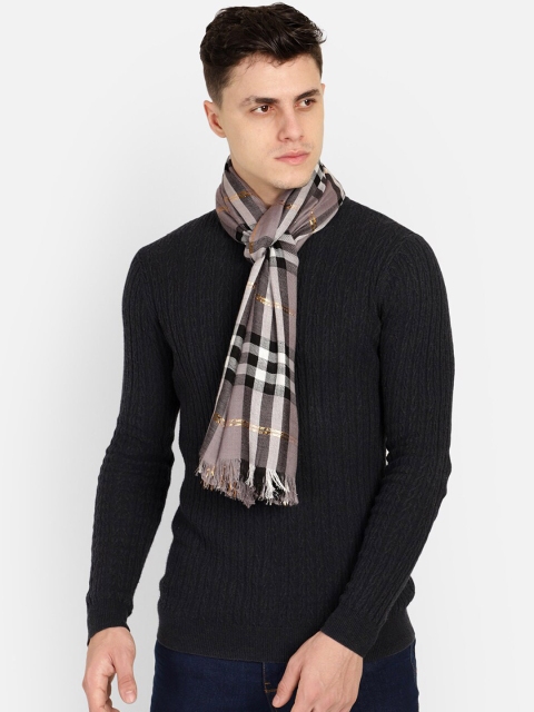 

Anekaant Men Grey & Black Woven Design Stole
