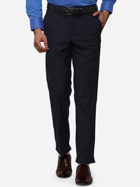 

Greenfibre Men Navy Blue Slim Fit Solid Formal Trousers