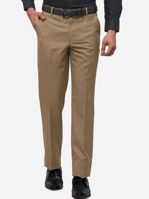 

Greenfibre Men Khaki Regular Fit Solid Formal Trousers