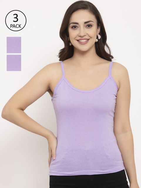 

GRACIT Women Pack Of 3 Purple Solid Camisoles