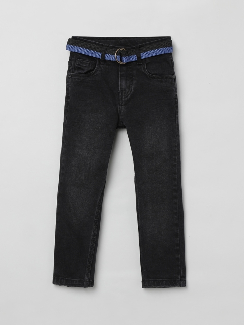 

max Boys Black Slim Fit Mid-Rise Clean Look Jeans
