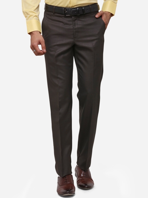 

Greenfibre Men Brown Slim Fit Solid Formal Trousers
