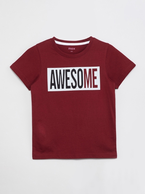 

max Boys Red Printed Round Neck T-shirt