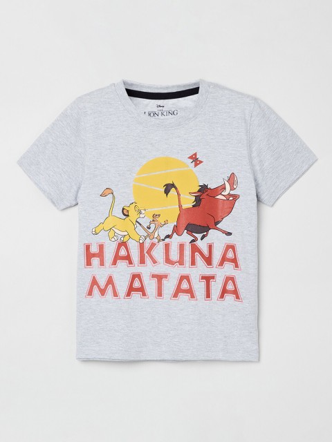 

max Boys Grey Printed Round Neck T-shirt