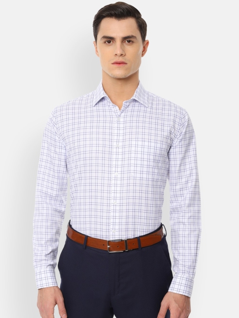 

Van Heusen Men White & Navy Blue Regular Fit Checked Formal Shirt