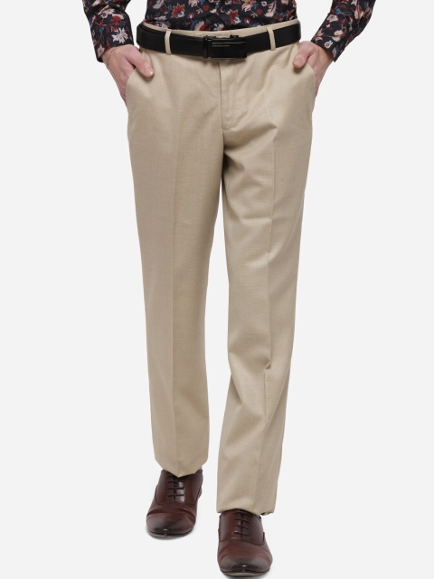 

Greenfibre Men Beige Regular Fit Solid Formal Trousers