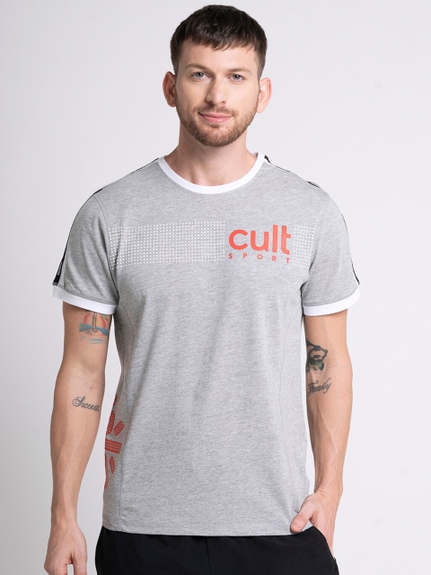 

Cultsport Men Grey Solid Round Neck T-shirt