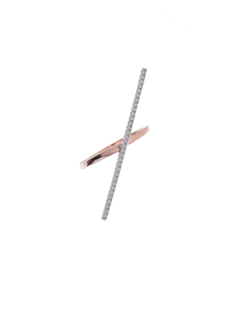 

Tistabene Rose Gold-Plated & White AD-Studded Cocktail Finger Ring