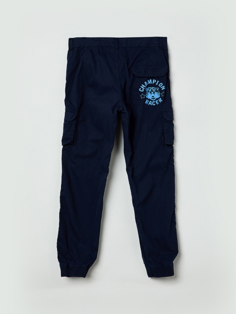 

max Boys Navy Blue Solid Slim-Fit Joggers