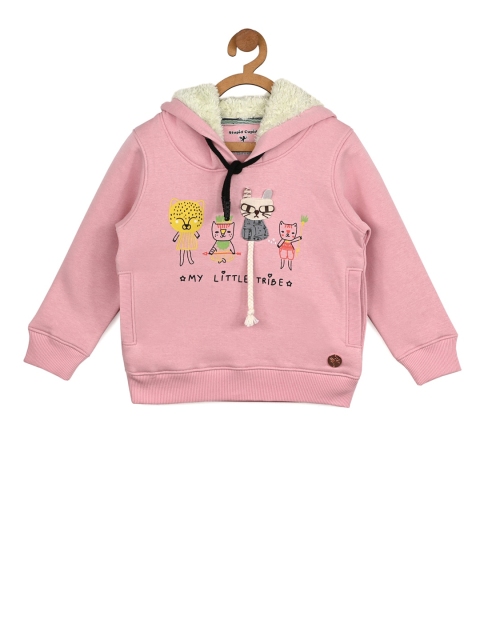 

Stupid Cupid Girls Pink Printed Hooded Sweatshirt