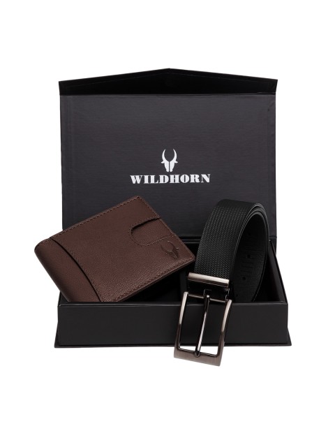 

WildHorn Men Brown & Black RFID Protected Genuine Leather Accessory Gift Set
