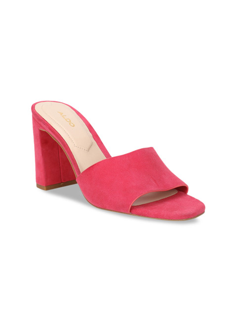 

ALDO Women Pink Solid Leather Heels