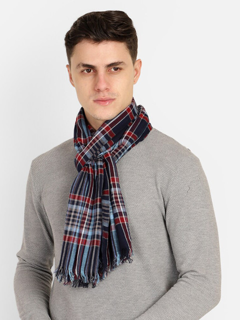 

Anekaant Men Navy Blue Woven Design Stole