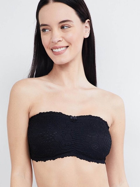 

max Black Lace Non-Wired Lightly Padded Bandeau Bra PA19LCTBPDNW01