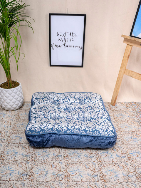 

Tistabene Blue & White Burnout Velvet Square Floor Cushion