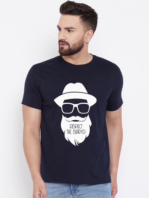 

wesquare Men Navy Blue Printed Round Neck T-shirt