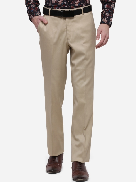 

Greenfibre Men Beige Regular Fit Solid Formal Trousers