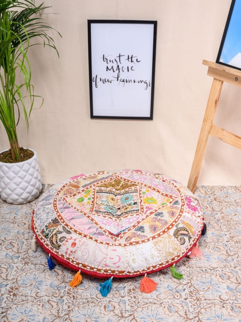 

Tistabene Multicoloured Pulled Thread Round Gaddi, Multi