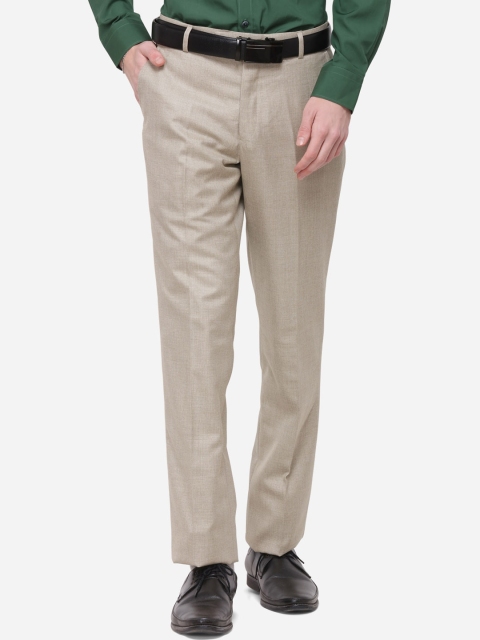 

Greenfibre Men Beige Regular Fit Solid Formal Trousers