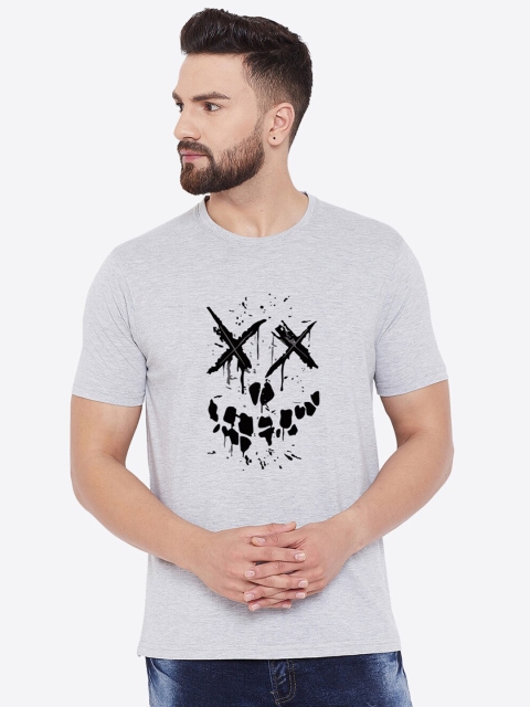 

wesquare Men Grey Printed Round Neck T-shirt