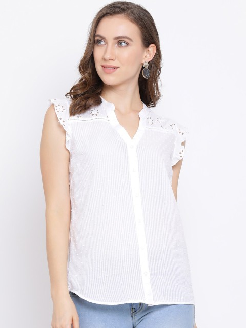 

Oxolloxo Women White Regular Fit Solid Casual Shirt