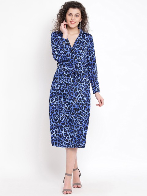 

Oxolloxo Women Blue Printed Wrap Dress