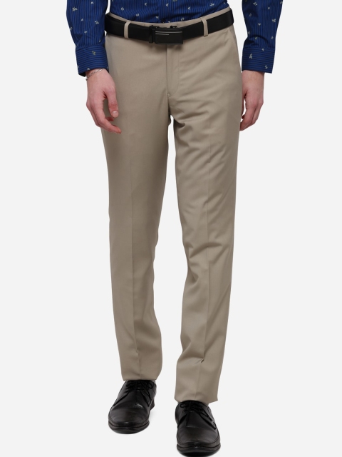 

Greenfibre Men Beige Slim Fit Self Design Formal Trousers