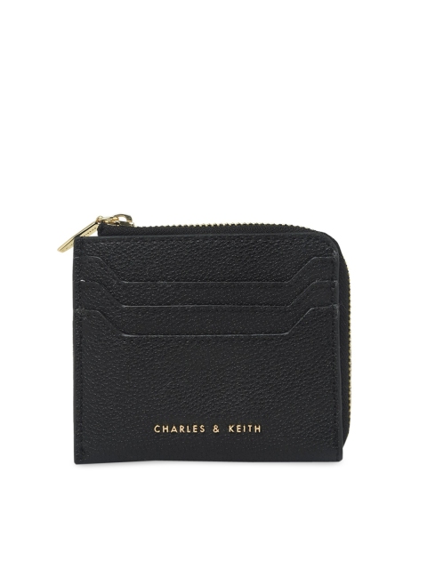 

CHARLES & KEITH Women Black Solid Zip Around Wallet