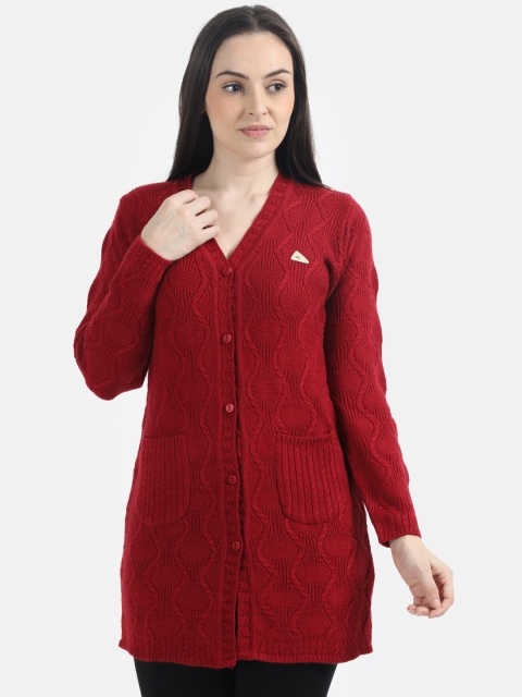

Monte Carlo Women Maroon Solid Cardigan Sweater