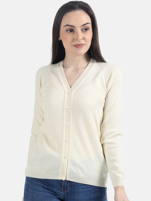 

Monte Carlo Women Cream-Coloured Solid Cardigan Sweater