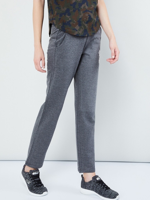 

max Women Charcoal Grey Solid Slim-Fit Track Pants