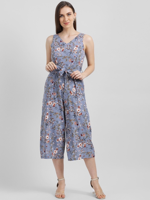 

Zink London Women Blue & White Printed Basic Jumpsuit