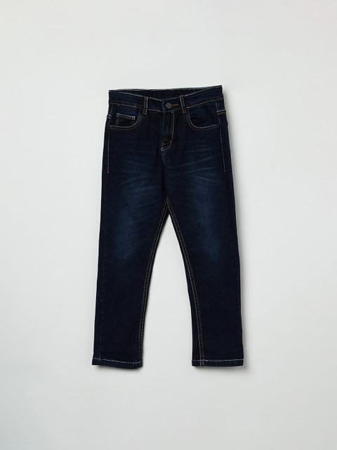 

max Boys Navy Blue Slim Fit Mid-Rise Clean Look Stretchable Jeans