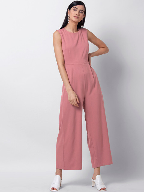 

FabAlley Women Pink Solid Basic Jumpsuit