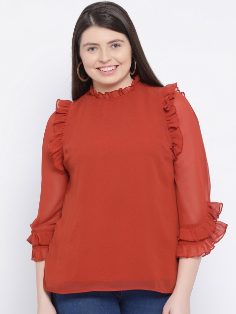 

Oxolloxo Women Rust Orange Solid Top